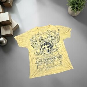 Lot 29 Mens Graphic Tee Yellow Y2K Bulldog Streetwear Size 2XL